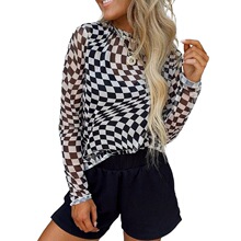 C 13586 Autumn Round Neck Long Sleeve Printed Top �＾ӡ����