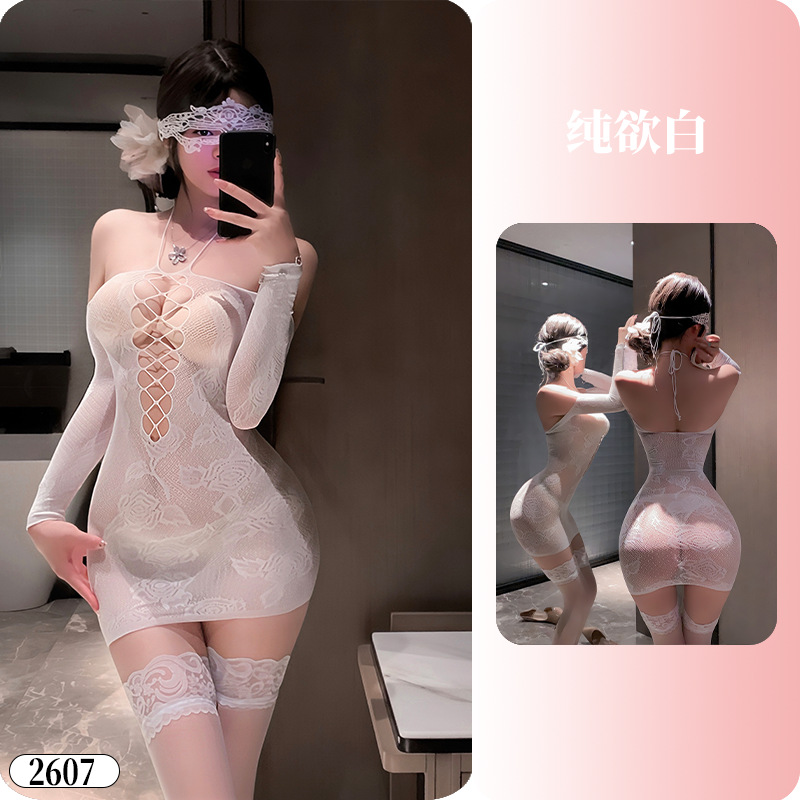 Conjunto de Lencería Erótica con Falda de Nailon, Elastano, para Ocio en Casa y Citas image 17