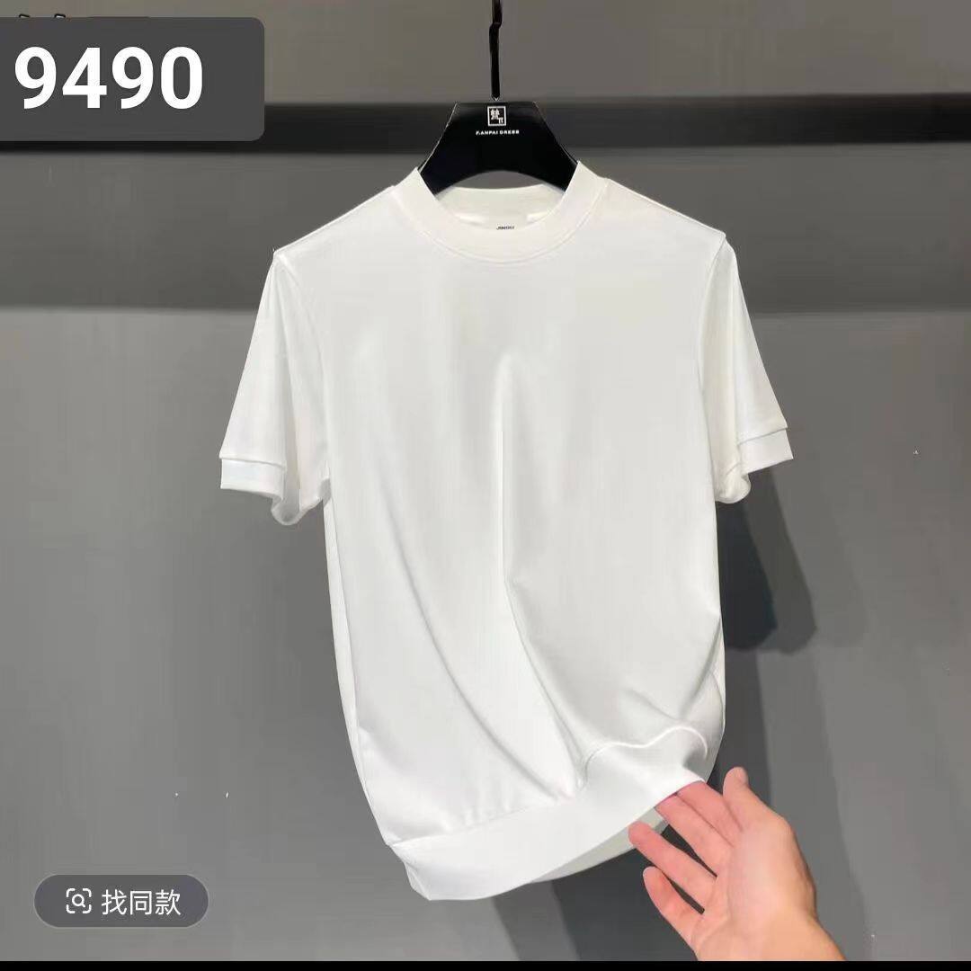 여름 새로운 패션 유럽 캐주얼 올 매치 최고 유행 잘 생긴 간단한 남성 청소년 반팔 단색 티셔츠