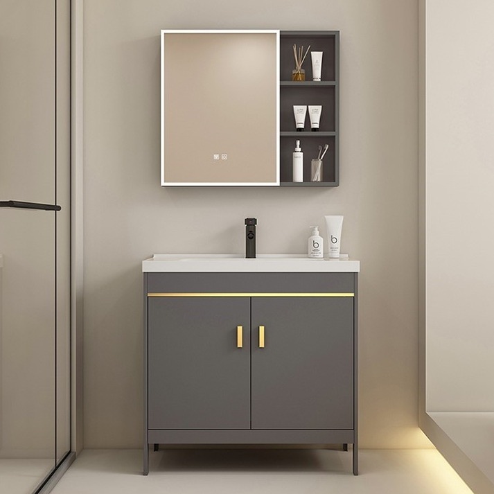 Baño espacio de aluminio tipo piso simple gabinete de baño combinación balcón todo en cerámica lavabo lavabo lavabo