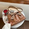 Shoulder bag, fashionable retro matte one-shoulder bag with bow, 2022 collection, Korean style