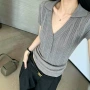 v领修身夏季显瘦上衣