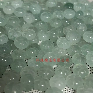 冰种晴水南瓜散珠批发浅绿白色玉南瓜扣子DIY南瓜隔片6*10mm