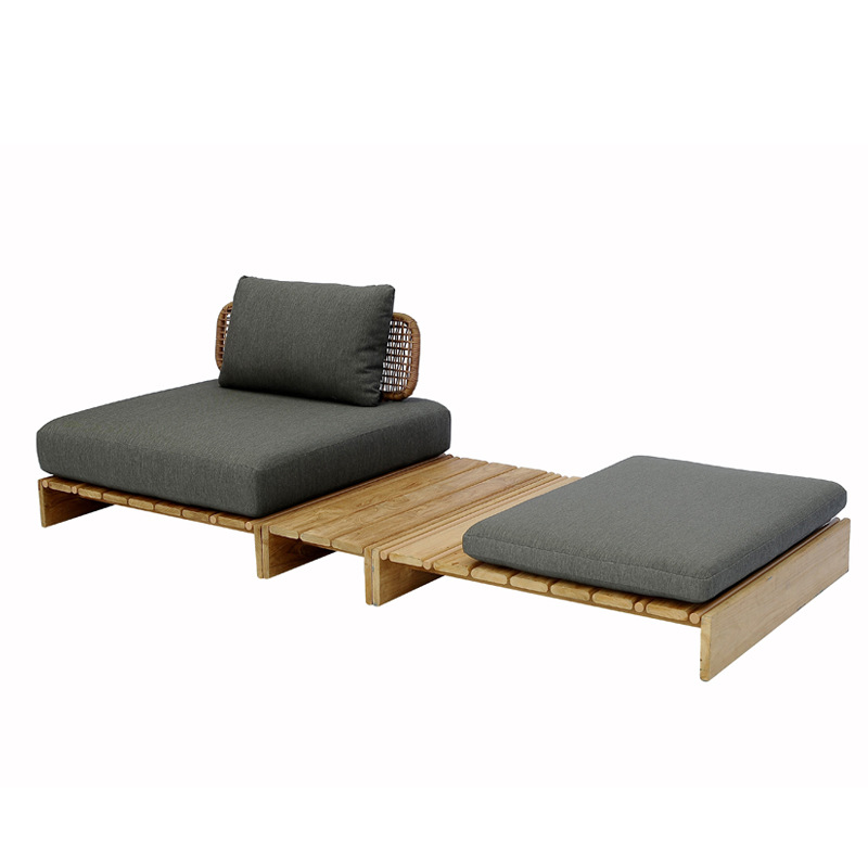 Sofá de ratán de teca al aire libre, patio, balcón al aire libre, jardín, ocio, hotel, muebles creativos de madera maciza