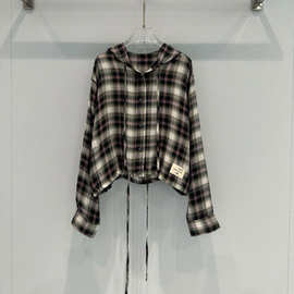 「深圳南油」高版本AC格子连帽衬衫外套减龄百搭款式学院风甜辣