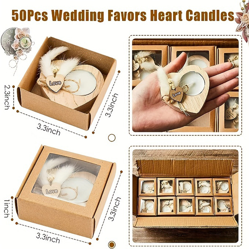 Candle Event & Party Supplies Valentine'S Day Thanksgiving Romantic Dried Flower Heart Shape Wood Paraffin