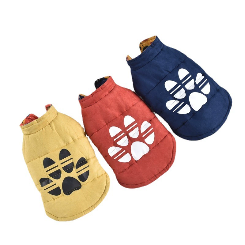 Маленькие, средние и большие собаки осень-зима новая хлопковая стеганая куртка Собака коготь печать двухстороннее пальто двуногий домашнее животное собака теплая одежда