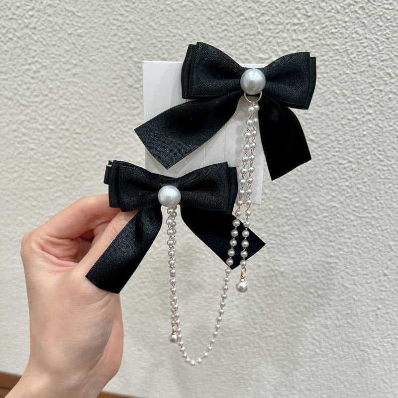 Women's Sweet Bow Knot Cloth Beaded Hair Clip display picture 3