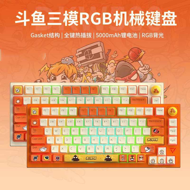 Douyu DKW500 mechanical keyboard wireless three-mode gaming keyboard RGB hot plug 75% matching MAC