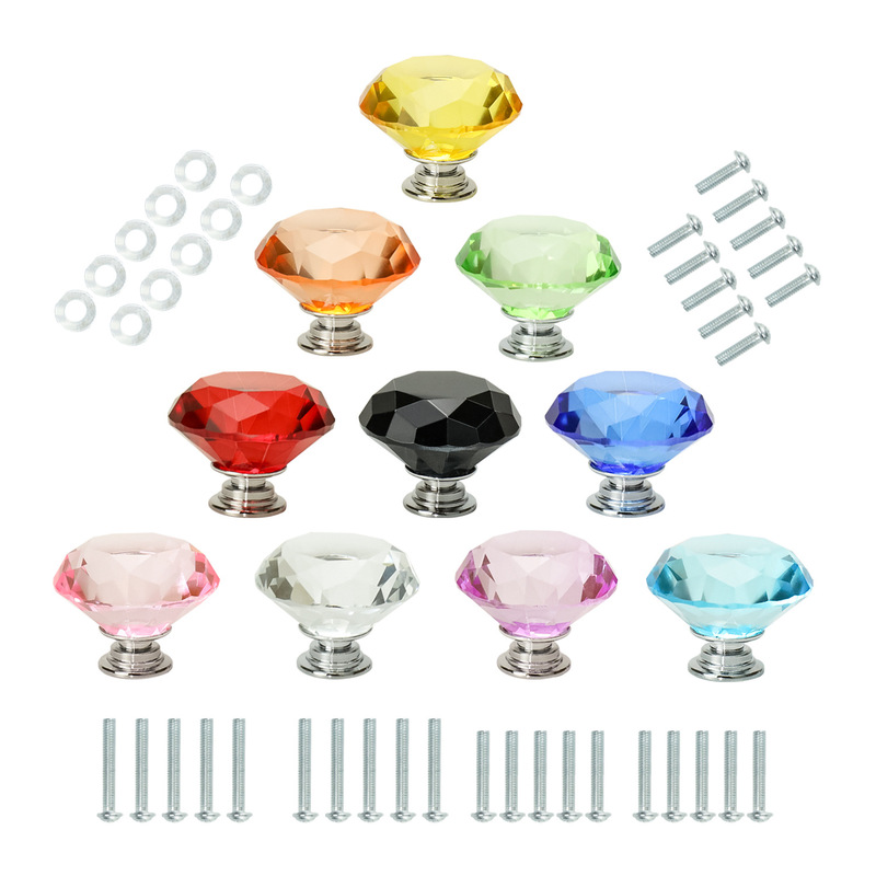 JN foreign trade supply multi-color handle diamond style handle crystal glass exquisite handle drawer cabinet door handle JN foreign trade supply multi-color handle diamond style handle crystal glass exquisite handle drawer cabinet door handle