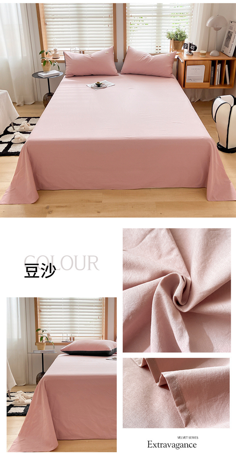 Sábana de algodón lavado de algodón grueso pieza individual 100 algodón dormitorio de estudiantes cama individual funda de almohada de tres piezas 2