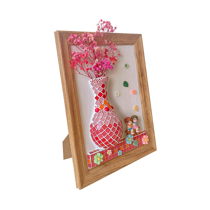 手作りのDIY立体装飾画の永遠の命の乾いた花のフレームは学生の創意の贈り物を描いて台の材料を飾ってセットを包みます。|undefined