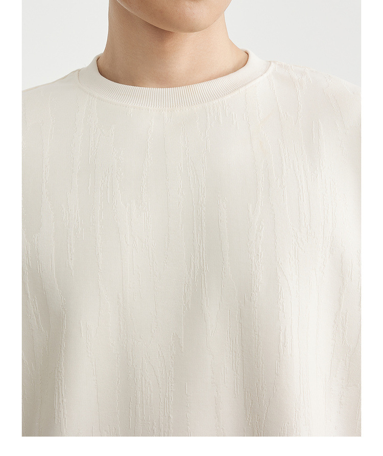 Áo nỉ nam cổ tròn dáng rộng phối màu tương phản chất liệu cotton 330g — màu be chi tiết 15