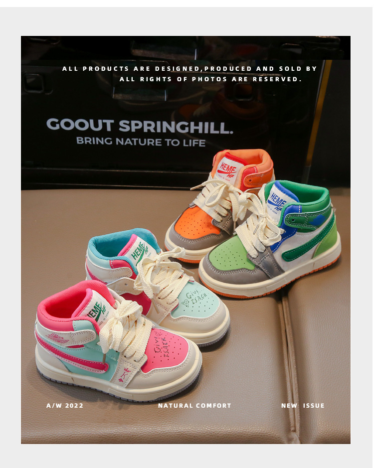 Children's Mid Top Leather Board Sneakers For Girls And Boys_voghion.com