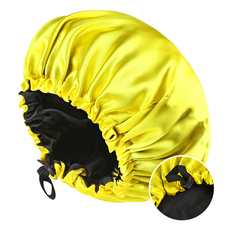 New Cross-Border Double-Sided Satin Sleep Cap, Women's Fashionable Elastic Hair Care Cap, Buttoned Shower Cap, Direct Sales from the Manufacturer New Cross-Border Double-Sided Satin Sleep Cap, Women's Fashionable Elastic Hair Care Cap, Buttoned Shower Cap, Direct Sales from the Manufacturer