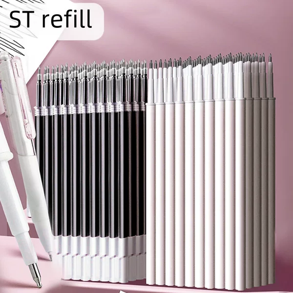 st Refill Head Brush Title Plastic Signature Push Pen Black Rod Hulu Head White Rod Neutral Refill for Student Exam