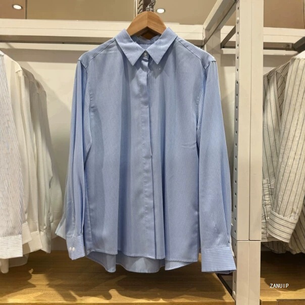 2026 New Autumn Patterned Striped Casual Shirt Long Sleeve Women's Business Commuting Shirt Air Conditioning Shirt 487526