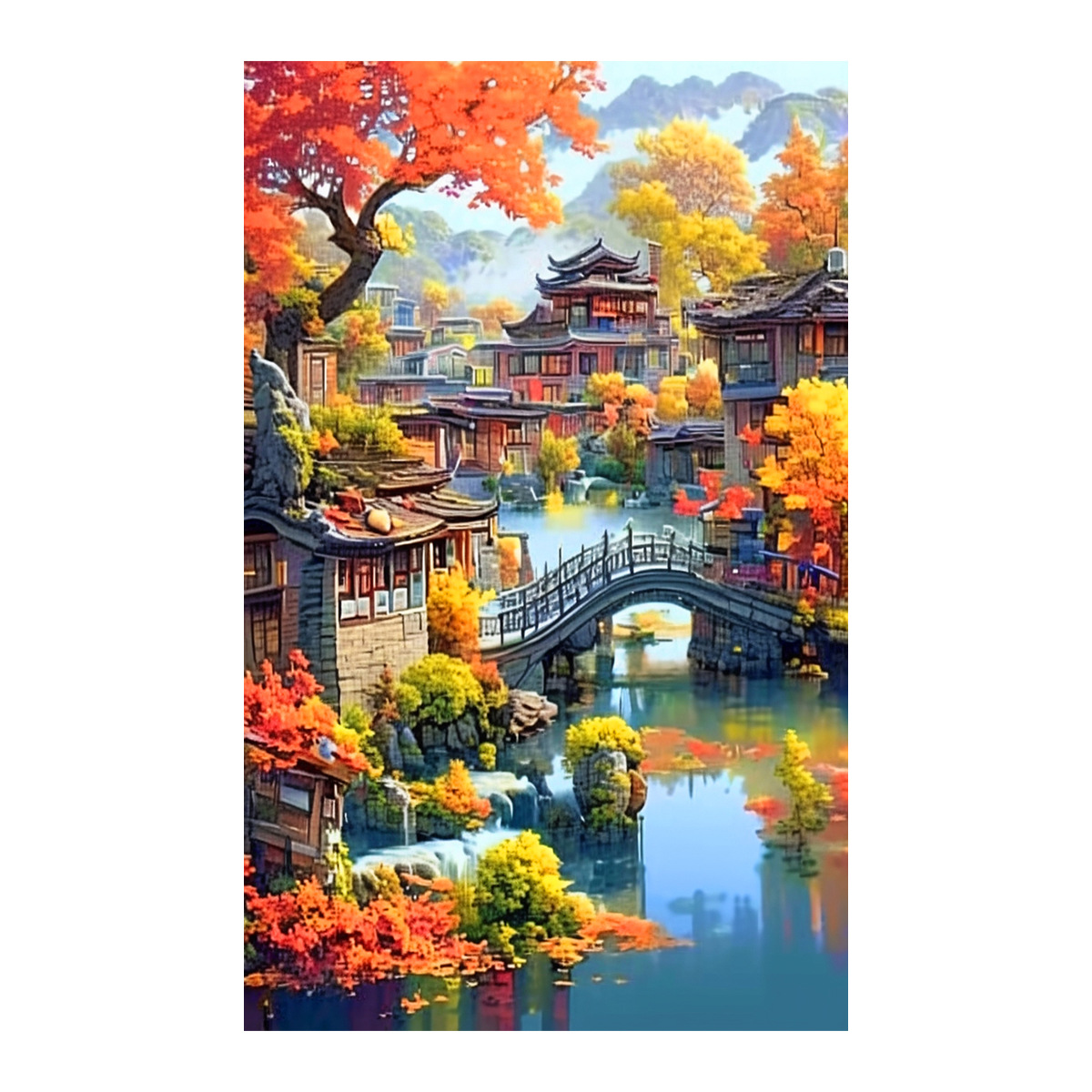 [Algodón importado] Mona Lisa Real Bordado a mano cuatro estaciones de otoño nuevo paisaje simple bordado a mano chino image 5
