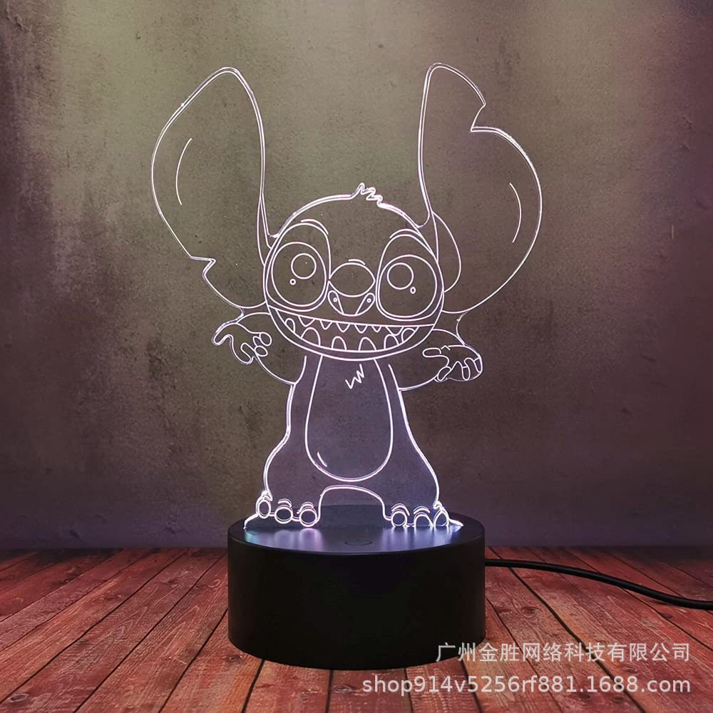 Stitch suministro transfronterizo 3D luz de la noche serie de dibujos animados creativo regalo del Día de San Valentín Lámpara decorativa dormitorio lámpara de mesa
