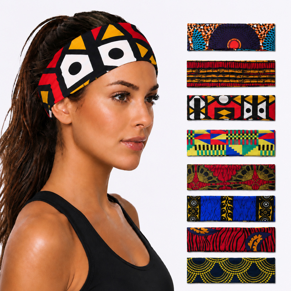 African Retro Printed Knotted Wide Headband, Street Fashion Sports Hairband, Versatile Women's Headscarf for Washing Face