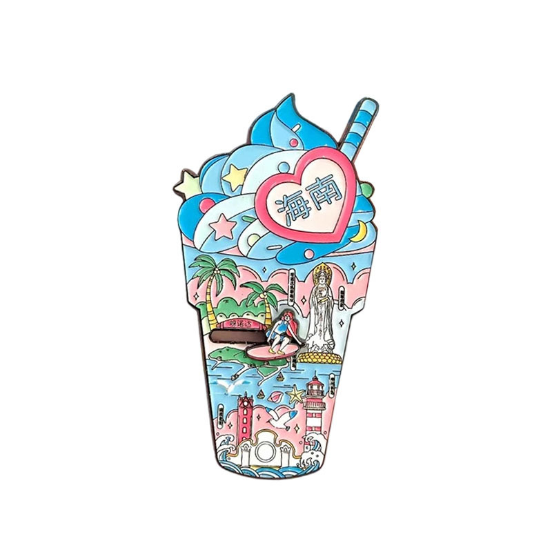 冰箱贴定制城市印象可滑动海南旅游文创金属磁吸贴烤漆珐琅批发|undefined