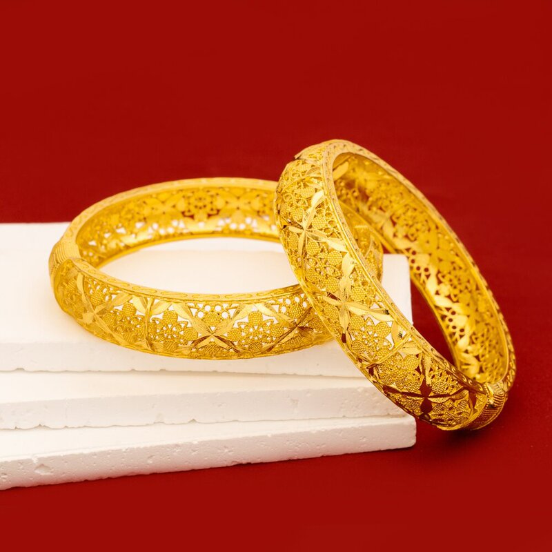 Cross-Border European and American Fashion Women's Open Hollow Bracelet Retro Carved Filigree Vietnamese Wedding Bracelet