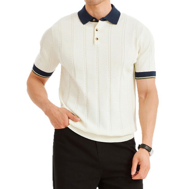 Camisas de polo de manga corta de estilo antiguo, camisetas comerciales con solapa de color anti rayas de verano, fábrica transfronteriza al por mayor