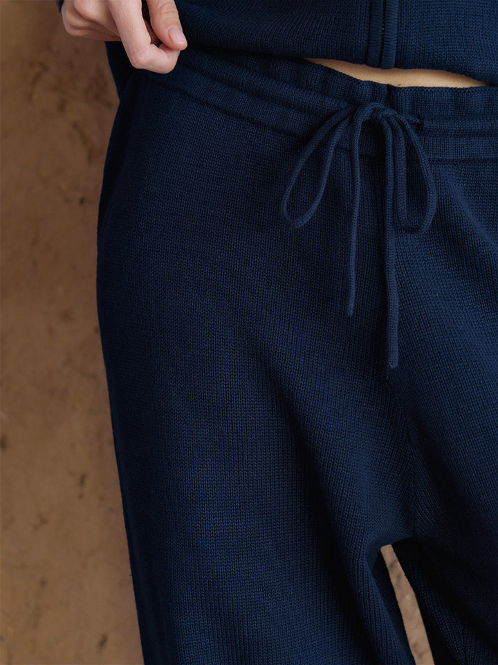 Bộ áo cardigan dệt kim có mũ khóa kéo dáng rộng kèm quần ống ôm cotton — Màu cà phê, Màu trắng, Màu xanh dương, Xanh lá cây chi tiết 23