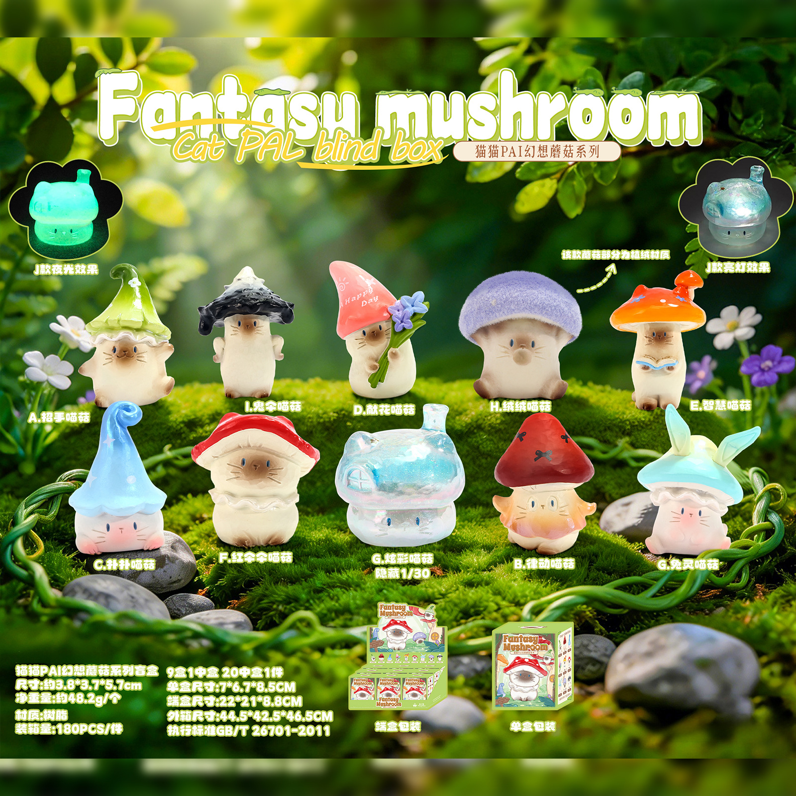 Cat Pai Fantasy Mushroom Blind Box Trendy Toy Figurine Cartoon Entrance Tabletop Decoration Creative Car Decoration Gift