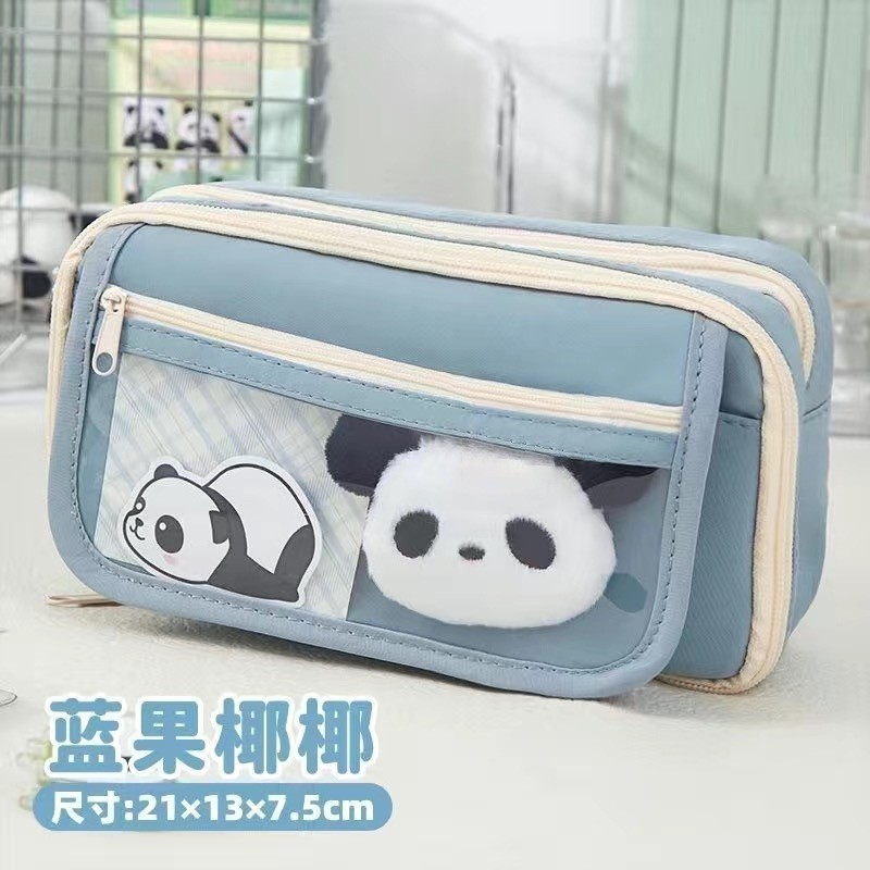 Japón encantador dibujos animados tablero de ajedrez bolsas de lápiz de gran capacidad bolsas de lápiz bolsas de almacenamiento de lienzo estudiantes bolsas de papelería