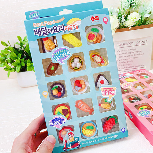 Cute cartoon mini food sushi cake shape eraser gift box primary school students creative stationery children's gifts
