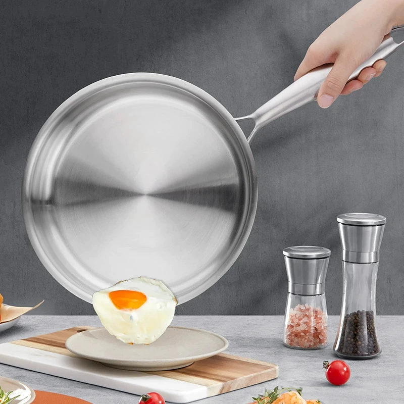 Трехслойная сковорода 18-10 из нержавеющей стали для дома, оптовая продажа от производителя, антипригарная сковорода для стейков