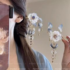Binghua Xunfang 中国風の新しい中国風の花タッセルヘアピンヘアアクセサリー女性のハイエンド古代スタイルのチャイナドレスヘアピン