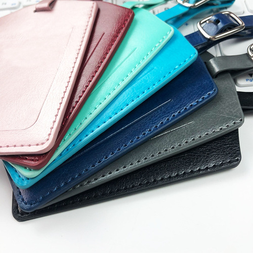 Cross-border wholesale oil-edged imitation leather luggage tags with customized corporate LOGO logo pu luggage tags