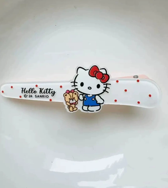Cute cat hairpin-red polka dots on white background