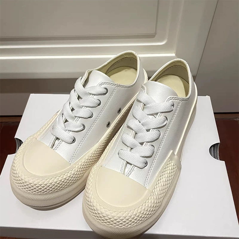 Белые кожаные туфли Bai Jingting в том же стиле, женские весенне-летние парусиновые туфли на толстой подошве, повседневные кроссовки, модные