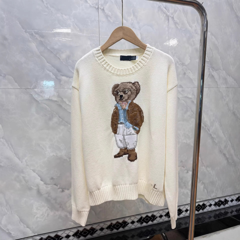High-Quality Embroidered Bear Pattern Round-Neck Knit Sweater for Women, New Autumn and Winter Wool Blend Sweater, Loose and Versatile High-Quality Embroidered Bear Pattern Round-Neck Knit Sweater for Women, New Autumn and Winter Wool Blend Sweater, Loose and Versatile