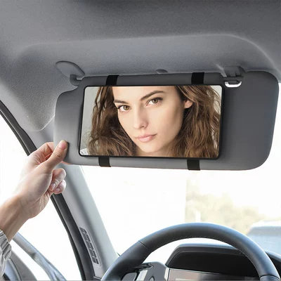 Touch Screen Light Mirror, Sun visor rearview mirror - white-shell-lightless-hd-mirror