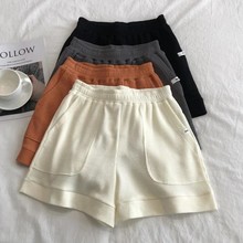 新款华夫格运动短裤 女夏季显瘦高腰宽松休闲裤百搭阔腿裤居家裤