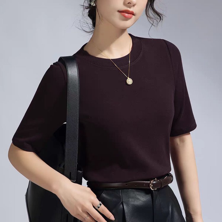 一件代发2025春秋夏季新款五分袖中袖t恤女百搭纯色女打底衫上衣|undefined