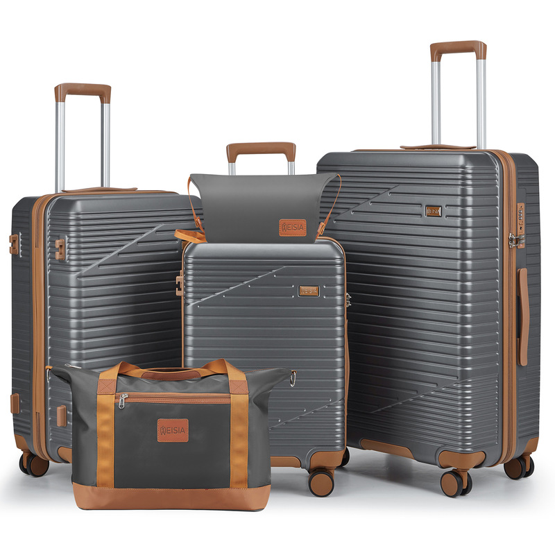 Cross-Border Abs Trolley Case Five-Piece Set Tsa Code Lock Boarding Case 20inch Business Trip Large-Capacity Luggage Bag