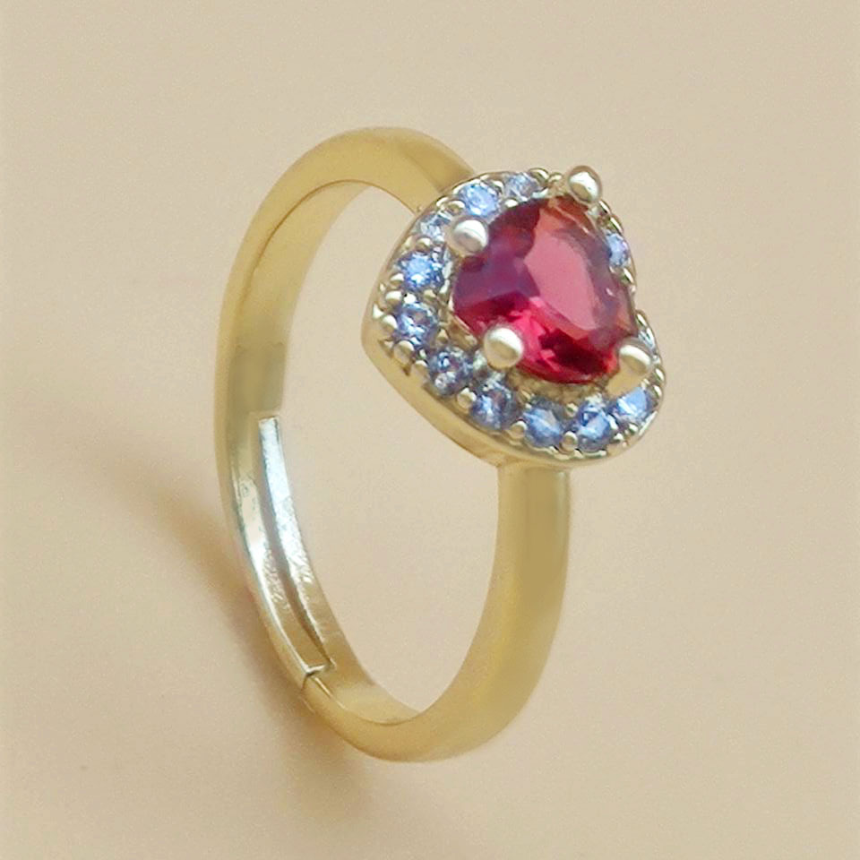 copper ring heart-shaped with zircon