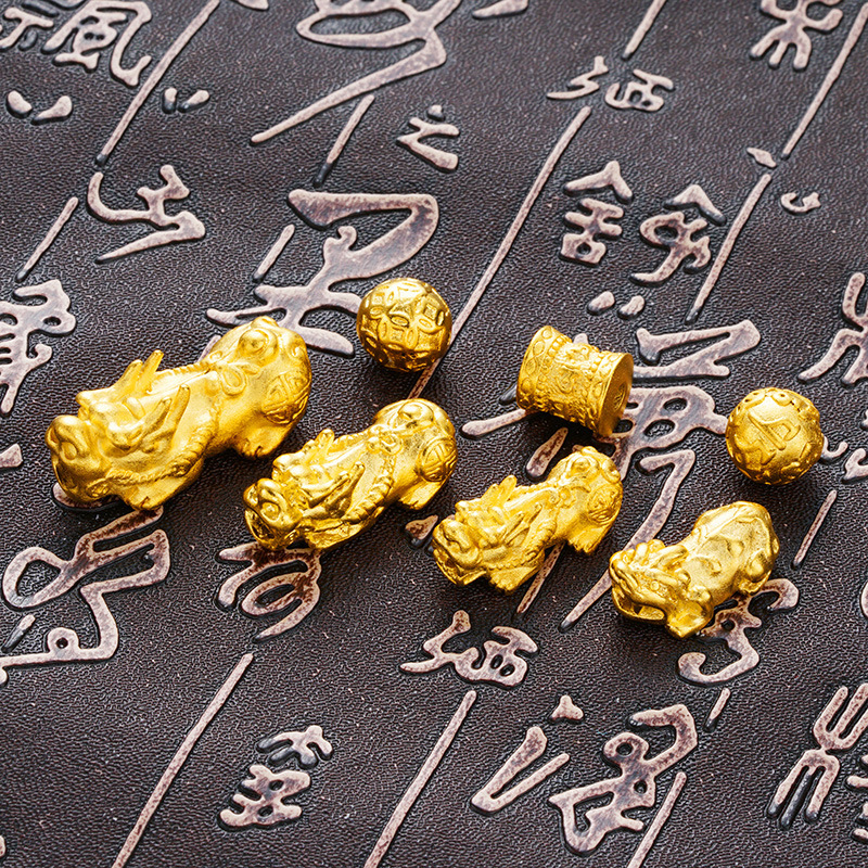 越南沙金配件久不掉色貔貅diy手工链古法首饰品串散珠小元宝挂件