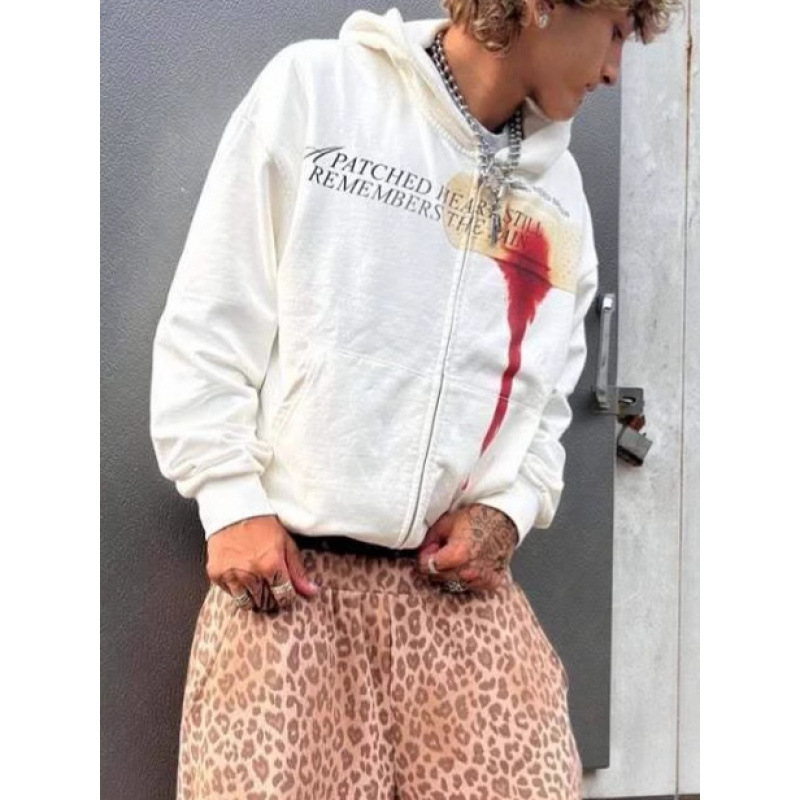 Men's Clothing Street Sweatshirt European And American Long Sleeved Pullover Hoodie Sweatshirt Dark Retro Punk Print Jacket_viptrois.com