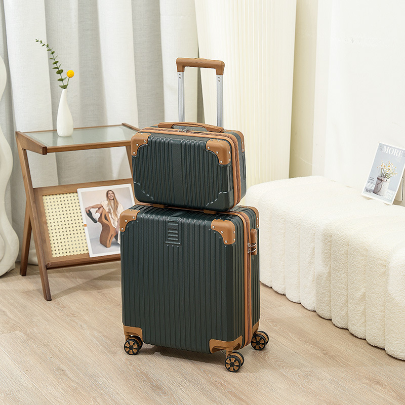 Maleta retro, maleta trolley de 18 pulgadas, maleta femenina, maleta de 20 pulgadas, rueda universal, contraseña de embarque para estudiantes, maleta de cuero