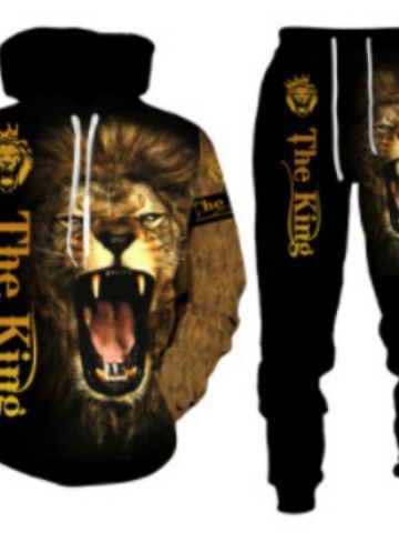 Lion King Autumn and Winter 3D Printing Men's Hooded Sweatshirt suit Men's Sportswear Sportswear Long Sleeve Men's suit Lion King Autumn and Winter 3D Printing Men's Hooded Sweatshirt suit Men's Sportswear Sportswear Long Sleeve Men's suit