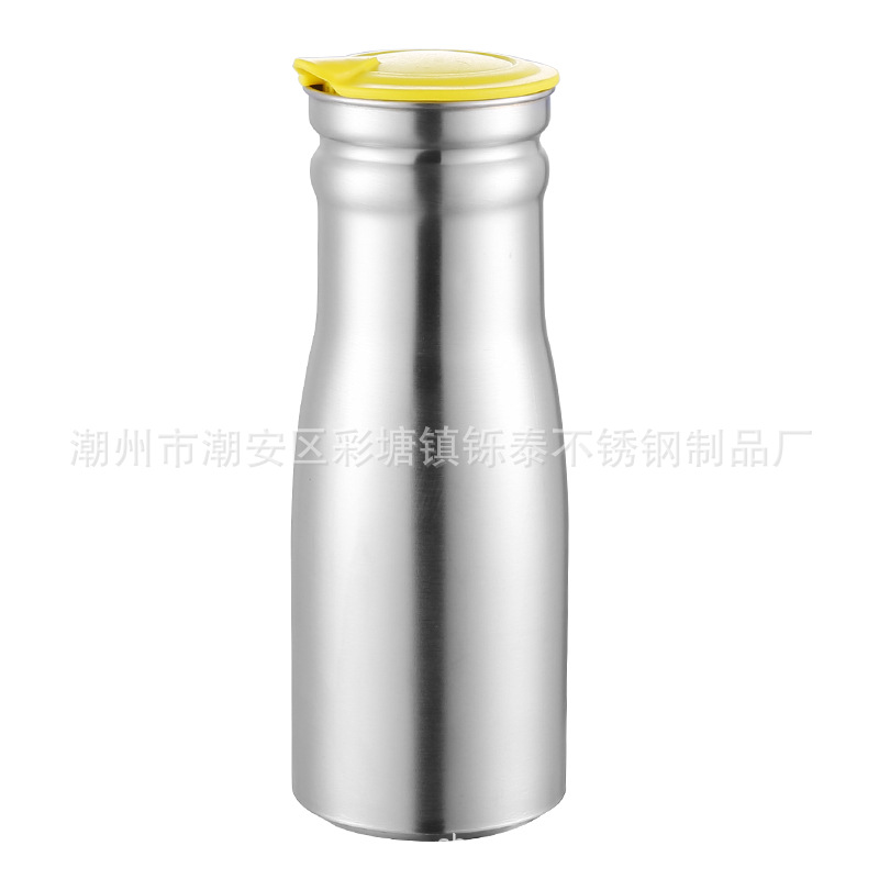 Botella de agua fría de acero inoxidable de estilo coreano 1.0L olla de jugo de una sola capa tetera hotel restaurante hogar botella de agua fría regalo