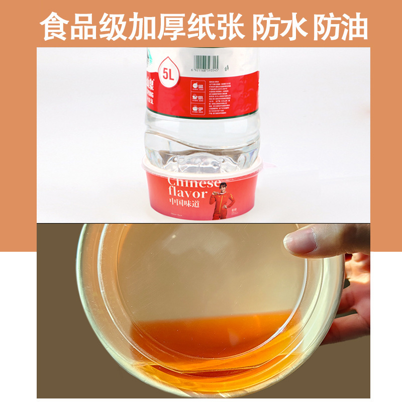 使い捨て紙ボウル食品グレードの蓋付き商業卸売全箱厚みのあるラウンドクラフト紙テイクアウト包装箱|undefined