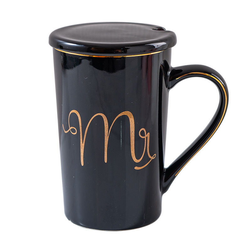 Mug créatif avec logo, tasse à café en céramique dorée, légère, luxueuse et pratique, tasse de petit-déjeuner, tasse publicitaire ou cadeau._voghion.com