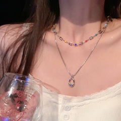 夏カラフルなドーパミンスタッキングネックレス女性のための 2025 新しいホットスタイル鎖骨チェーンハイエンド二層ネックレスアクセサリー